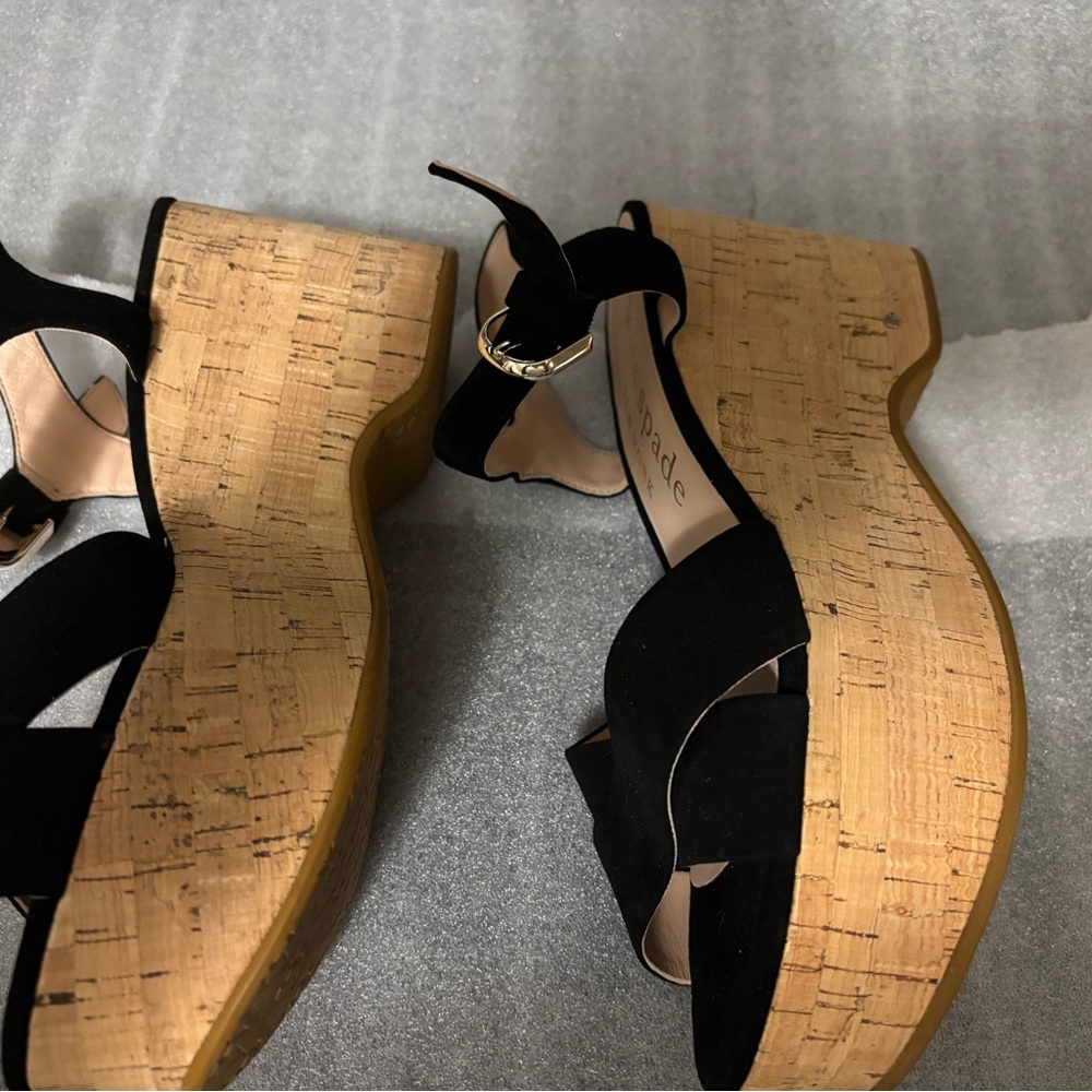 Kate Spade Black Suede Wedges - Picture 2 of 5
